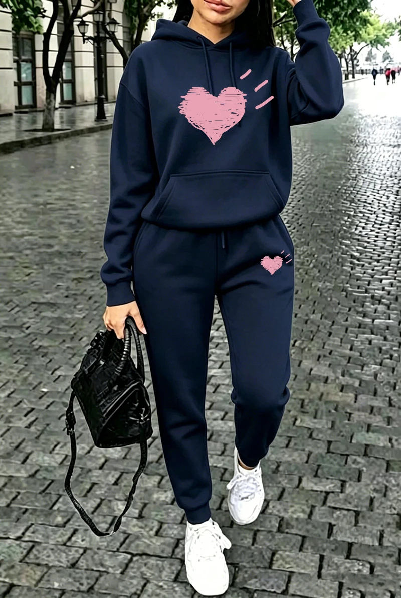 Winter Clothing For Women - Conjunto de Moletom Feminino Casual de
